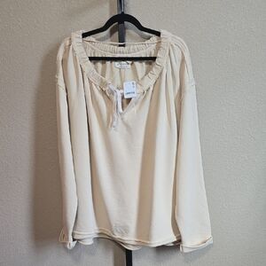 Free People Cream Long Sleeve Top